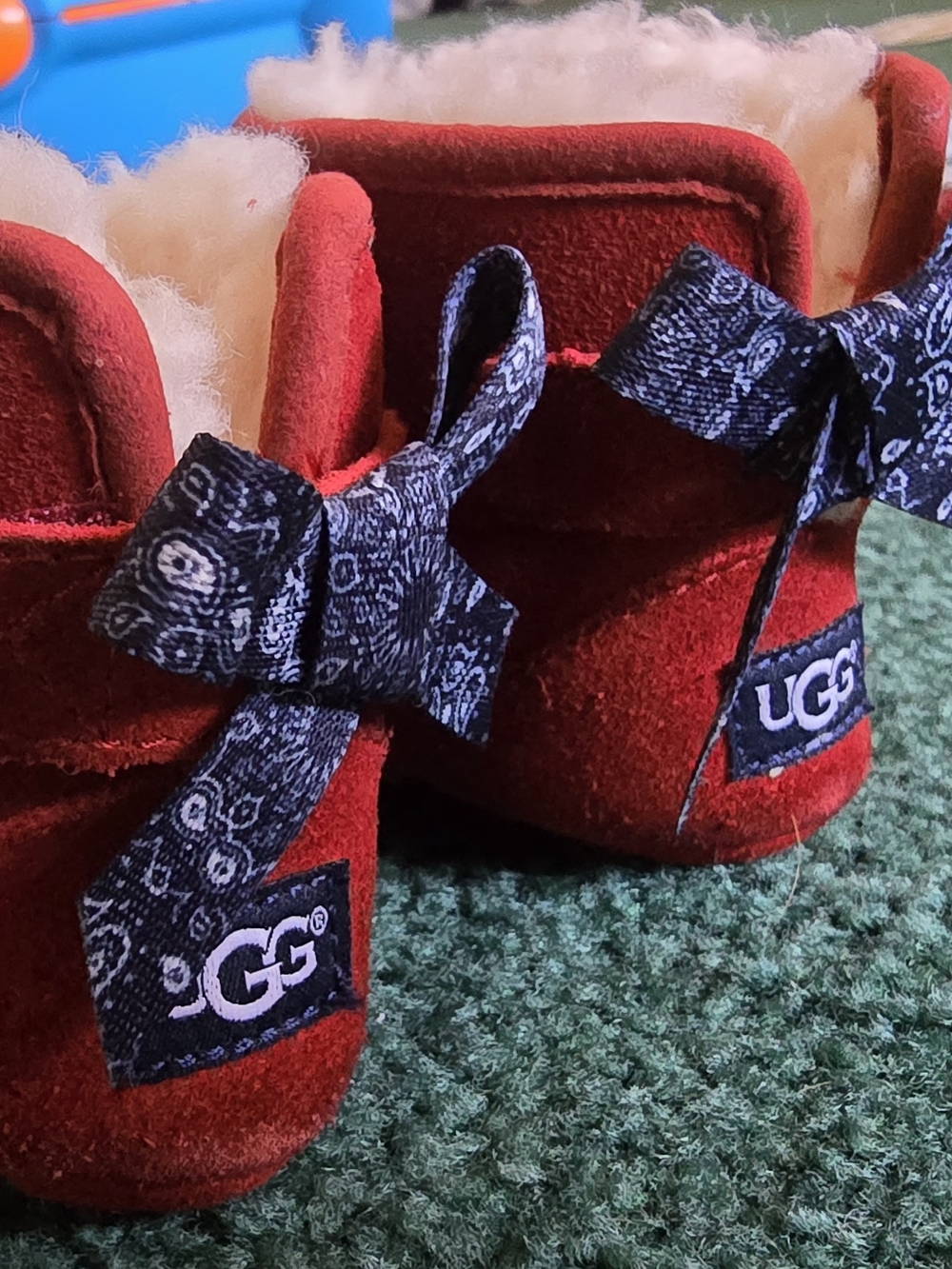 UGG Tiddler Burgundy Suede Bow Booties
